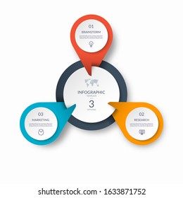 Infographic circle diagram template with 3 options. Can be used as a chart, graph, workflow layout, for web, report, business infographics.