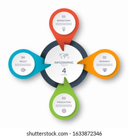 Infographic circle diagram template with 4 options. Can be used as a chart, graph, workflow layout, for web, report, business infographics.