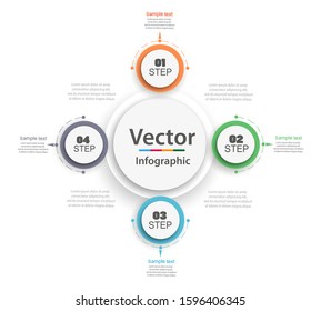 Infographic circle diagram. Vector banner with 4 steps, parts, options. Template for business infographics. Can be used for cycle diagram, round chart.
