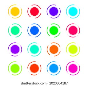 Infographic circle dot vector element set in various colors on white background
