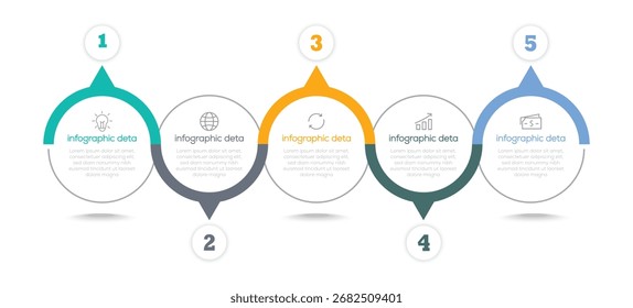 Infographic Circle element. Business infographics. circular layout diagram with 5 list of steps, circular layout diagram infographic element template. Vector illustration.