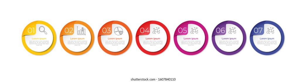 Infographic circle element template can be used for workflow layout, diagram, number options, web design. Infographic business concept with 7 option, parts, steps or processes.