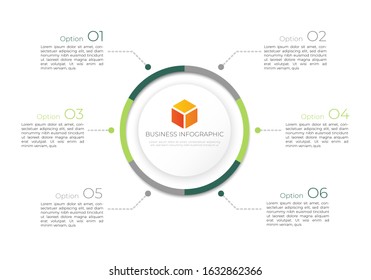 Infographic circle element template can be used for workflow layout, diagram, number options, web design. Infographic business concept with 6 option, parts, steps or processes. 