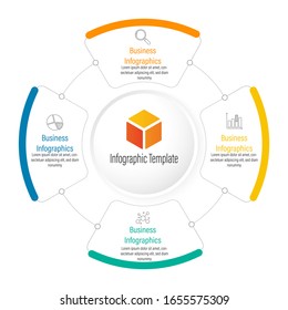 Infographic circle element template can be used for workflow layout, diagram, number options, web design. Infographic business concept with 4 option, parts, steps or processes. 