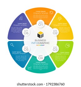 Infographic circle element template can be used for workflow layout, diagram, number options, web design. Infographic business concept with 6 option, parts, steps or processes.