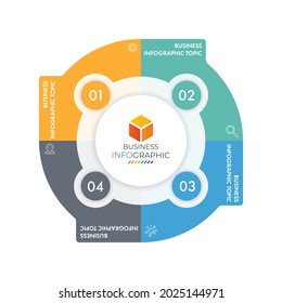 Infographic circle element template can be used for workflow layout, diagram, number options, web design. Infographic business concept with 4 option, parts, steps or processes.