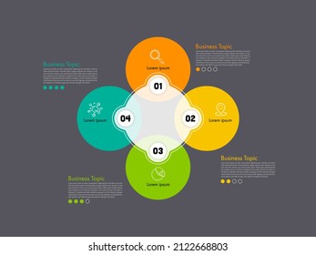 Infographic circle element template can be used for workflow layout, diagram, number options, web design. Infographic business concept with 4 option, parts, steps or processes.