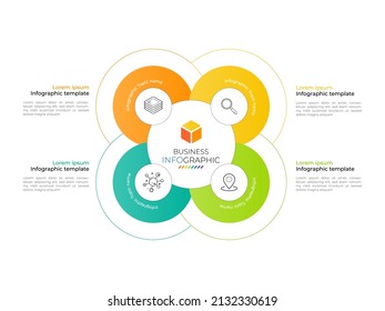 Infographic circle element template can be used for workflow layout, diagram, number options, web design. Infographic business concept with 4 option, parts, steps or processes.	