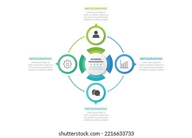 Infographic circle element template can be used for workflow layout, diagram, number options, web design. Infographic business concept with 4 option, parts, steps or processes.