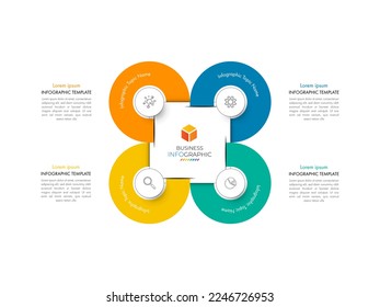 Infographic circle element template can be used for workflow layout, diagram, number options, web design. Infographic business concept with 4 option, parts, steps or processes.