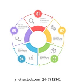 Infographic circle with five steps or options process chart. Business presentation. Vector illustration.