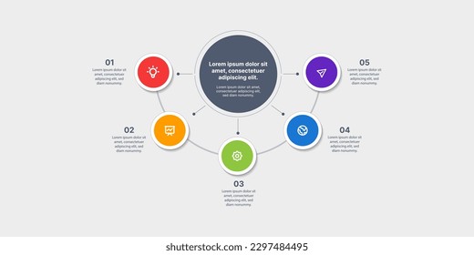 Infographic circle formation with icon and content in colorful design