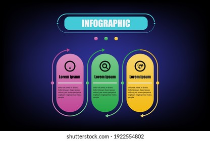 Infographic circle label banner elements and numbers. Presentation business infographic template with three options. Business concept with 3 steps. Thinline flat infographics for background back color