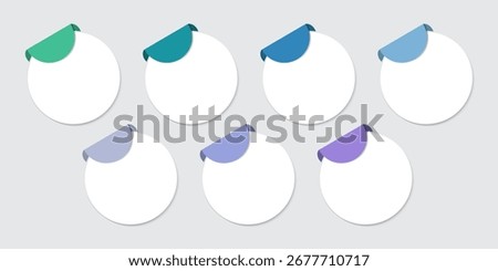 Infographic circle label template set with colorful top tabs for text, banner, business presentation, step process, workflow, modern information design vector illustration.