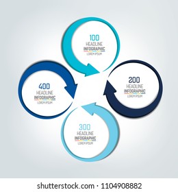 Infographic circle options banner made of 4 arrows.