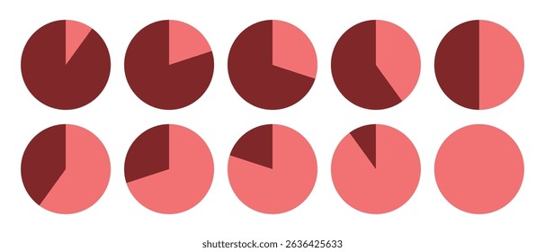 Interfaz de carga del diagrama circular circular del gráfico circular de la infografía para la presentación del negocio, UI, Diseño web, mapa de marketing aislado o Ilustración vectorial de progreso de la Descarga en color rosa.