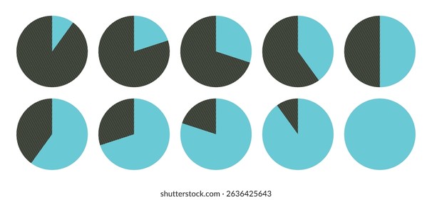 Infographic circle pie chart diagram loading interface for business presentation, UI, web design, isolated marketing map or download progress vector illustration in blue color.