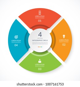 Infographic Circle. Process Chart. Vector Diagram With 4 Options. Can Be Used For Graph, Presentation, Report, Step Options, Web Design.