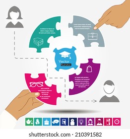 infographic circle puzzle with design education elements