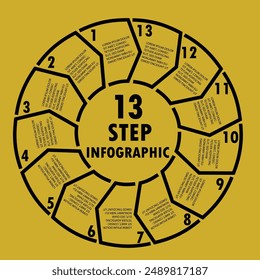 Infographic circle template with 13 steps vector image