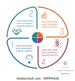 Infographic Circle template from colourful lines with text areas on four positions
