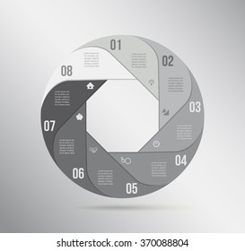 Infographic circle template . Design for presentation or diagram. Concept for 8 steps, parts or options. Vector EPS10.