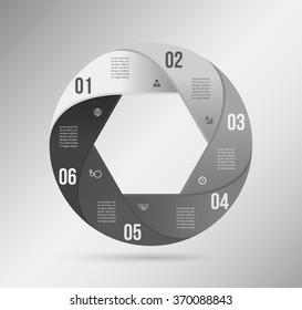 Infographic circle template . Design for presentation or diagram. Concept for 6 steps, parts or options. Vector EPS10.