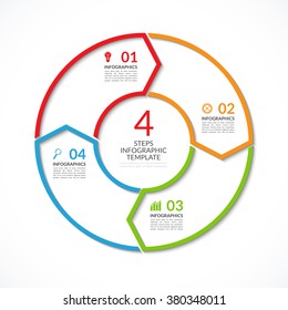 Infographic circle template. Simple vector concept banner with 4 options, steps, parts. Can be used for graph, report, presentation, diagram, chart, web design
