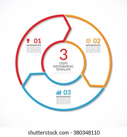 Infographic circle template. Simple vector concept banner with 3 options, steps, parts. Can be used for graph, report, presentation, diagram, chart, web design