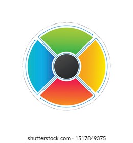 Infographic circle in thin line flat style. Business presentation template with 4 options, parts, steps. Can be used for cycle diagram, graph, round chart. Vector illustration