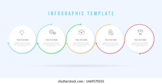 Infographic circle thin line template 5 options or steps