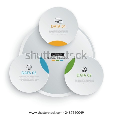 Infographic circle timeline with 3 number data template. Illustration business abstract background.