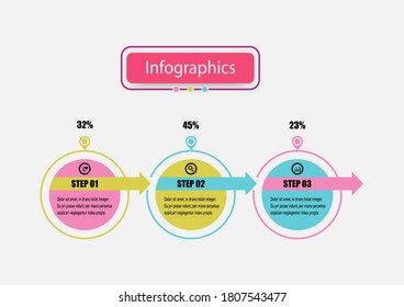The infographic circle timeline icon flow chart graphic. Planning design presentation business infographic template with 3 options. Creative concept plan use for web banner, diagram, layout, workflow.