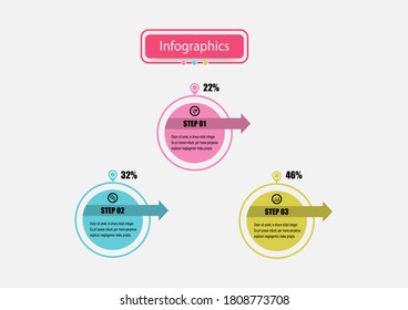 Infographic circle timeline template flow charts graphic. Planning timeline three steps infographics text design vector template. Creative concept plan used for web banner, diagram, layout, workflows.