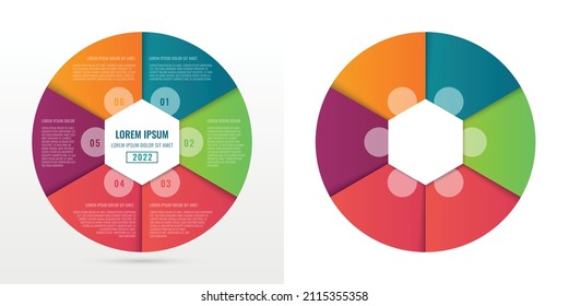 Infographic circle Vector for 6 options, Can be used for presentation graph, infomation, report, Conference Topics, 6 Step options