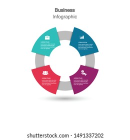 Infographic circle vector, cycle diagram, round graph. Presentation chart. Business concept with 3 options, parts, steps, processes. Visualization of infographic data. Startup template. - Vector