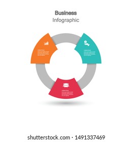 Infographic circle vector, cycle diagram, round graph. Presentation chart. Business concept with 3 options, parts, steps, processes. Visualization of infographic data. Startup template. - Vector