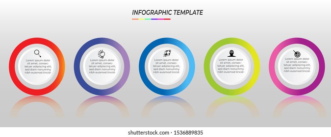 Infographic circle vector, cycle diagram, round graph. Presentation chart. Business concept with 5 options can be used for workflow layout, diagram, annual report, web design, Creative banner