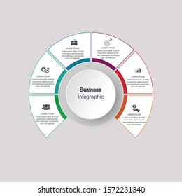 
Infographic circle vector, cycle diagram, graph. Presentation chart. Business concept with 6 options, sections, steps, processes. Visualization of infographic data. Startup template. - Vector