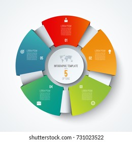 Infographic circle. Vector pie chart. Business concept with 5 options