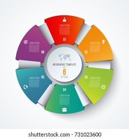 Infographic circle. Vector pie chart. Business concept with 6 options