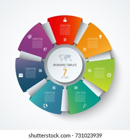 Infographic circle. Vector pie chart. Business concept with 7 options