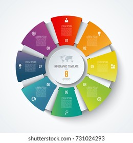 Infographic circle. Vector pie chart. Business concept with 8 options