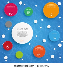 Infographic with circles on the blue background. Eps 10 vector file.