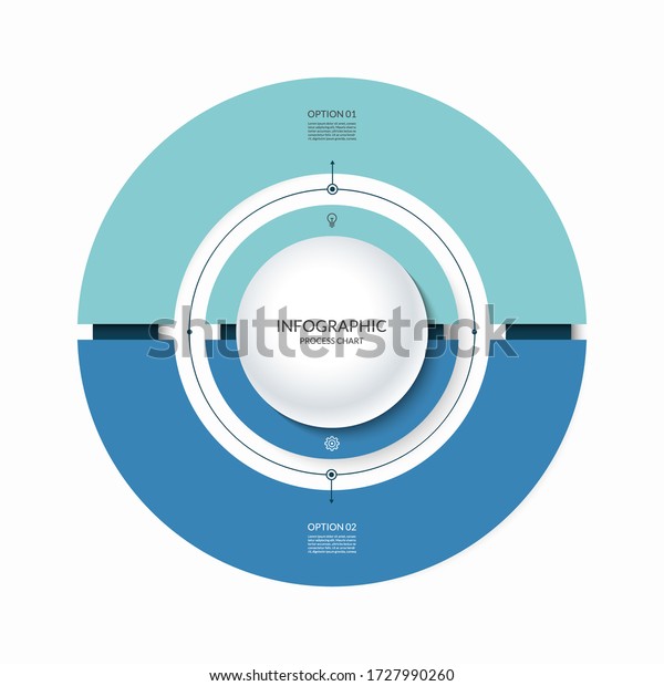 Infographic circular chart divided into 2\
parts. Step-by step cycle diagram with two options designed for\
report, presentation, data\
visualization.