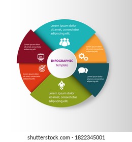 Infographic circular design template with 6 steps, stock vector