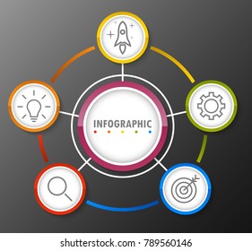Infographic circular option banner with of 5 step 