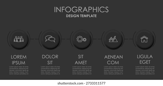 Infographic with circular sections and curved accents for structured business, presentation, or workflow visualization. Vector illustration.