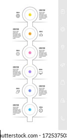 Infographic circular with six steps, parts, icons. Flat vector template. Can be used for diagram, business, web, banner, workflow layout, presentations, flow chart, timeline, content, levels.