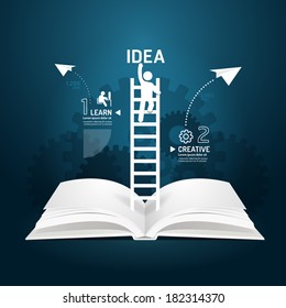 Infographic Climbing Ladder Book Diagram Creative Paper Cut Style  Template Concept.vector Illustration